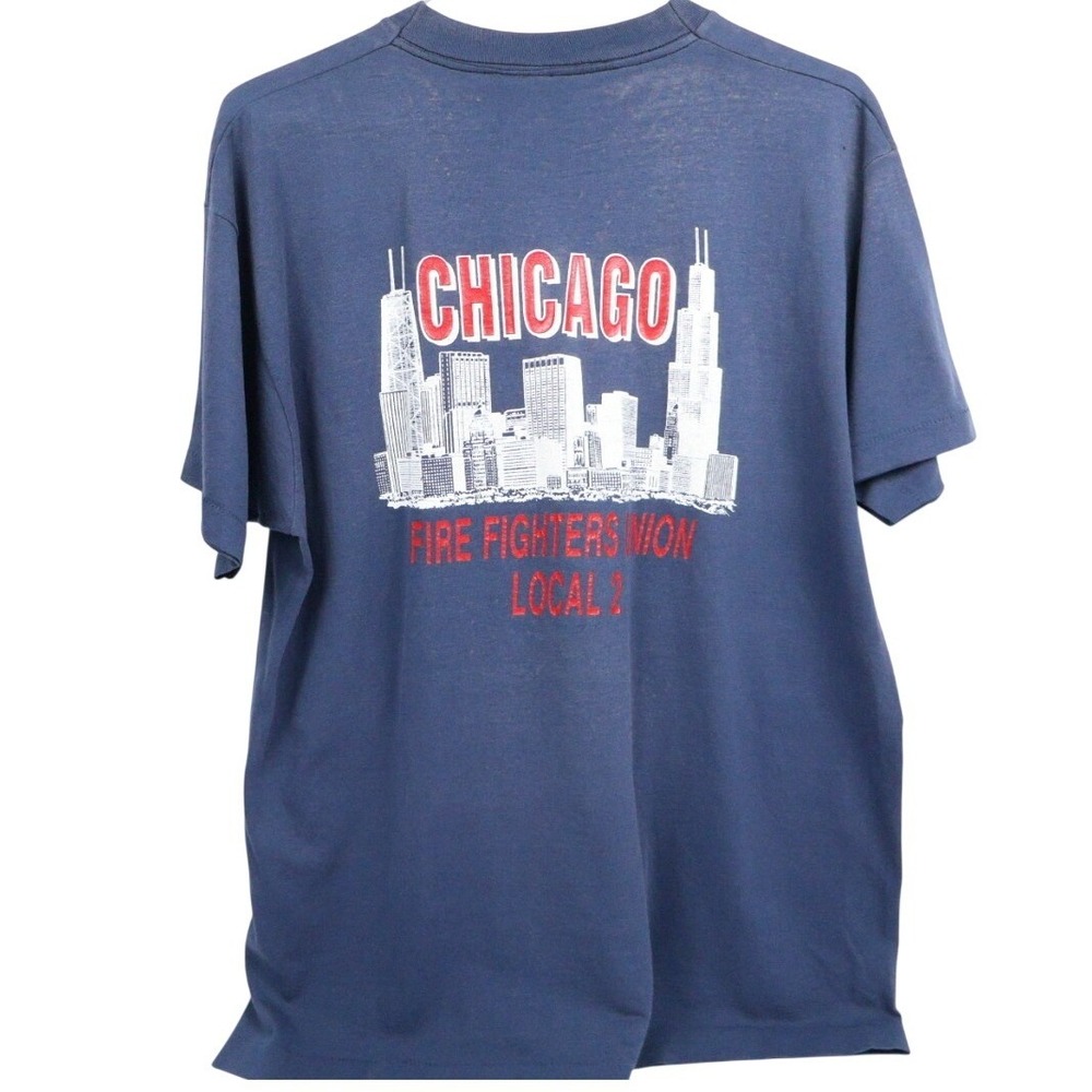 VTG Chicago Fire Fighters Union Local 2 Graphic Tee Distressed FOTL XL‎ S.S.